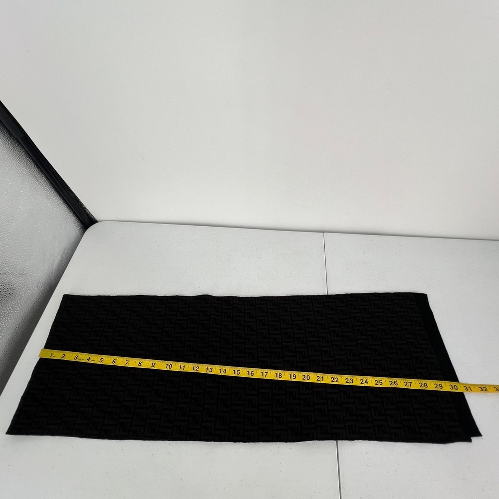 Fendi Zucca Monogram Scarf Brown Black 100% Wool Made in Italy‎ FF Logo - Picture 8 of 13